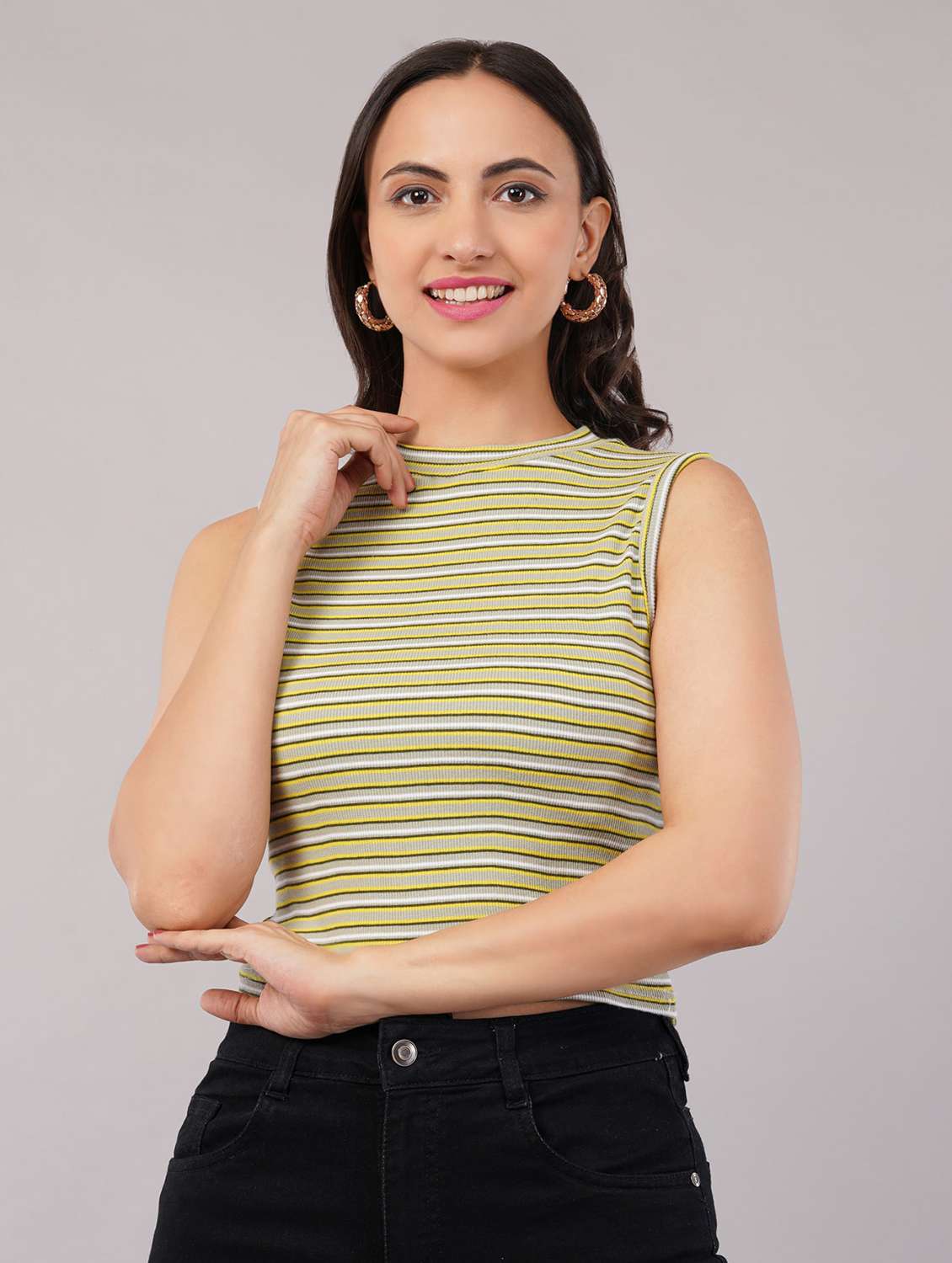 women striped sleeveless tank top