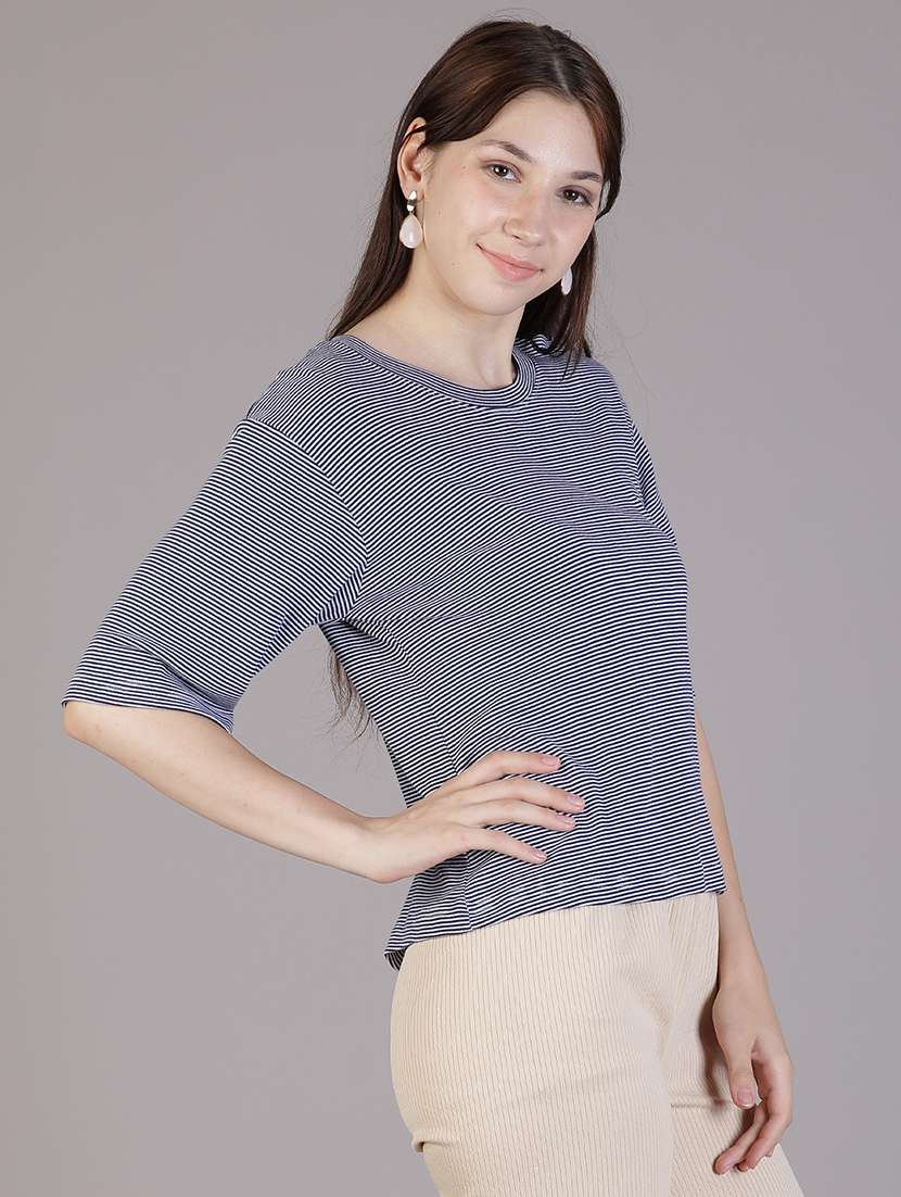 women striped short sleeve oversized t-shirt - 21930868 -  Standard Image - 2