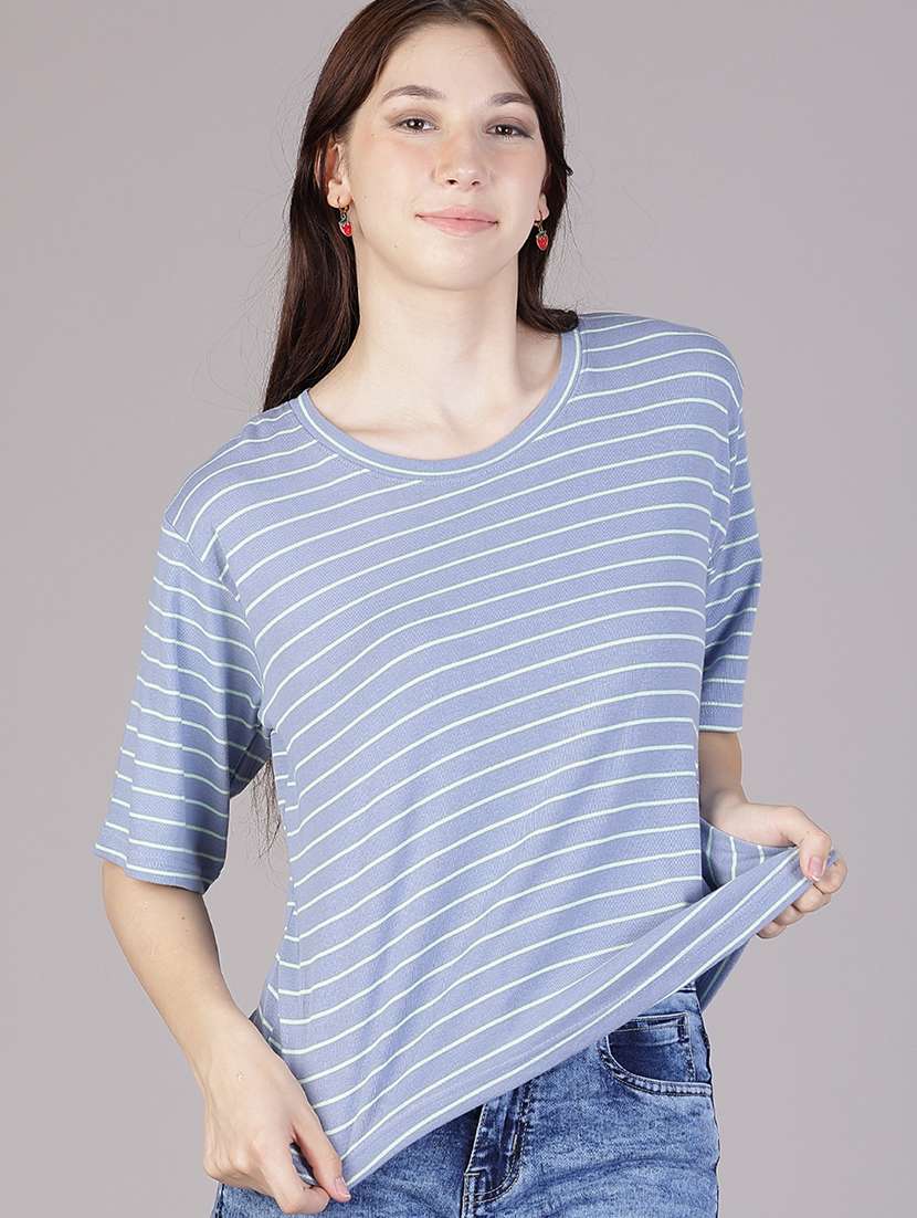 women striped short sleeve relaxed fit t-shirt