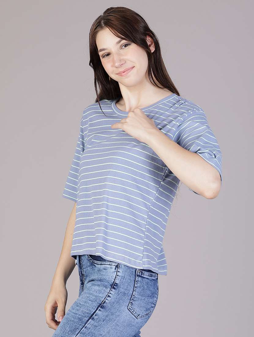 women striped short sleeve relaxed fit t-shirt - 21930869 -  Standard Image - 2