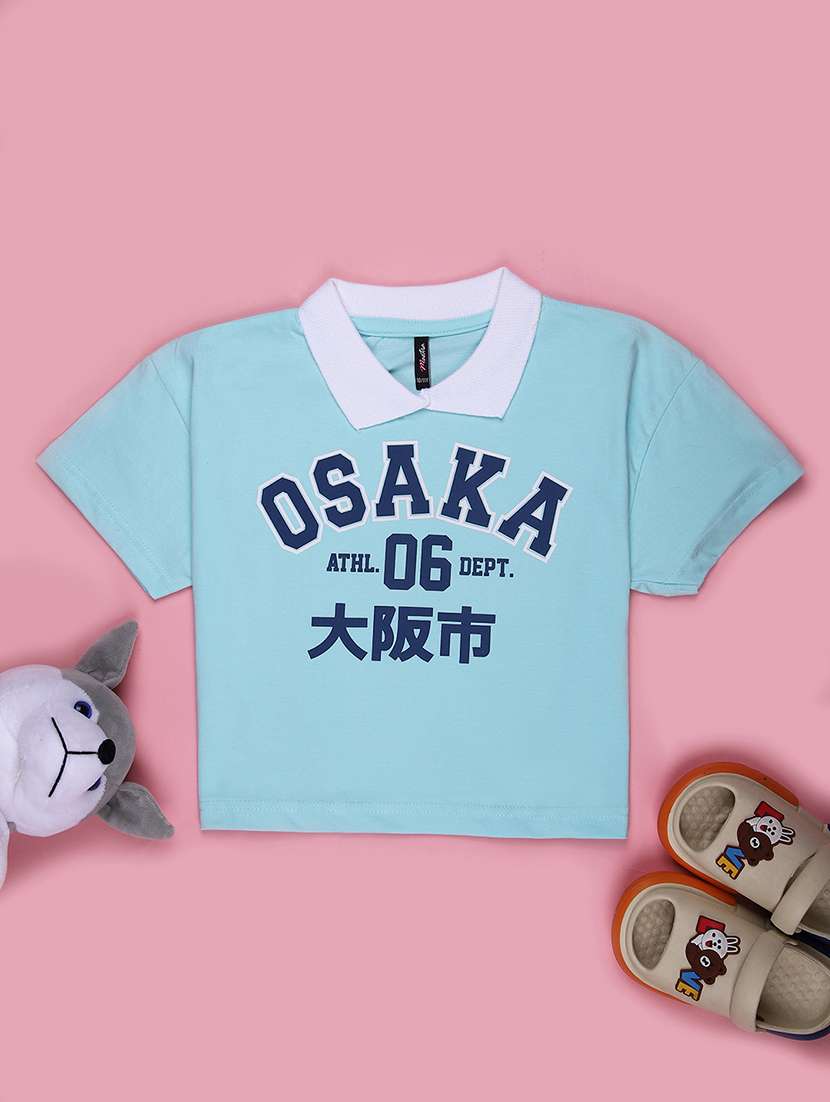 girls printed short sleeve polo tee