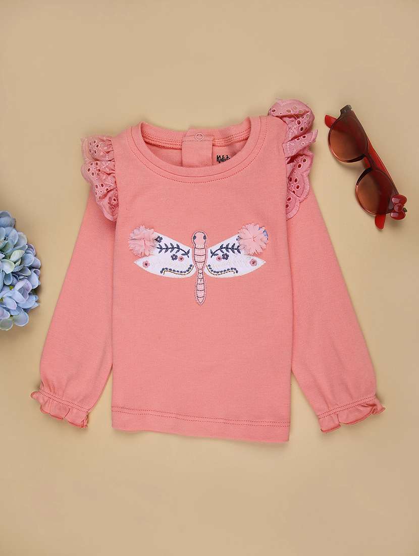 girls solid with work long sleeve t-shirt