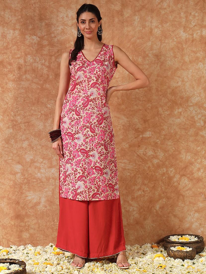 women paisley printed sleeveless straight kurta - 21930966 -  Zoom Image - 0