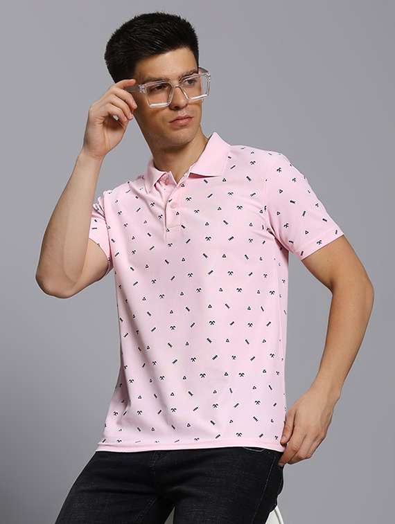men printed short sleeve regular fit polo t-shirt