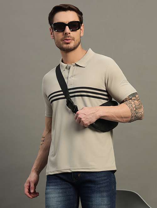 men striped short sleeve regular fit polo t-shirt - 21931040 -  Standard Image - 0