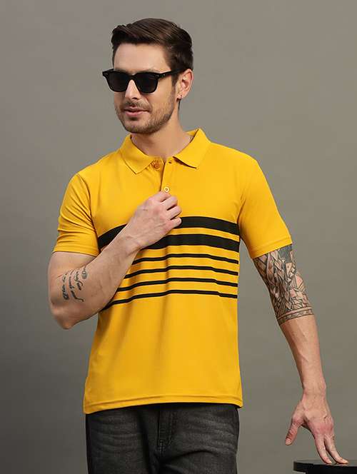 men striped short sleeve regular fit polo t-shirt