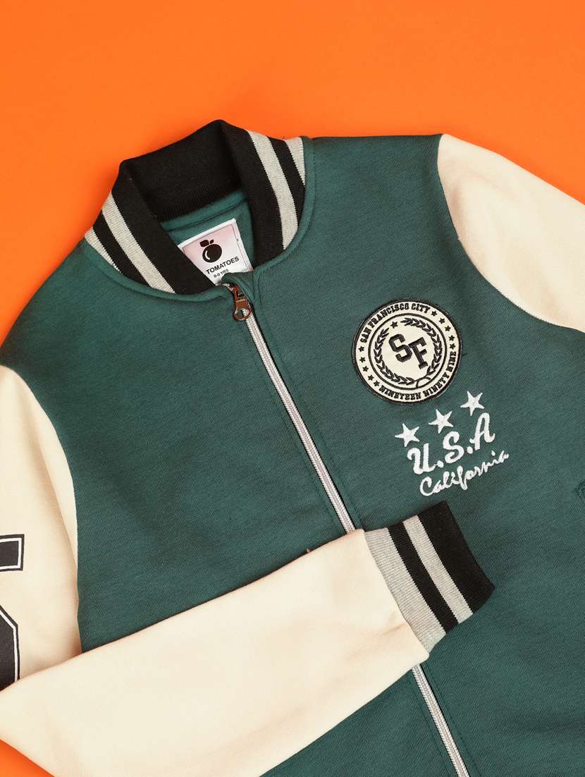 boys color block long sleeve varsity jacket - 21931070 - Standard Image - 2