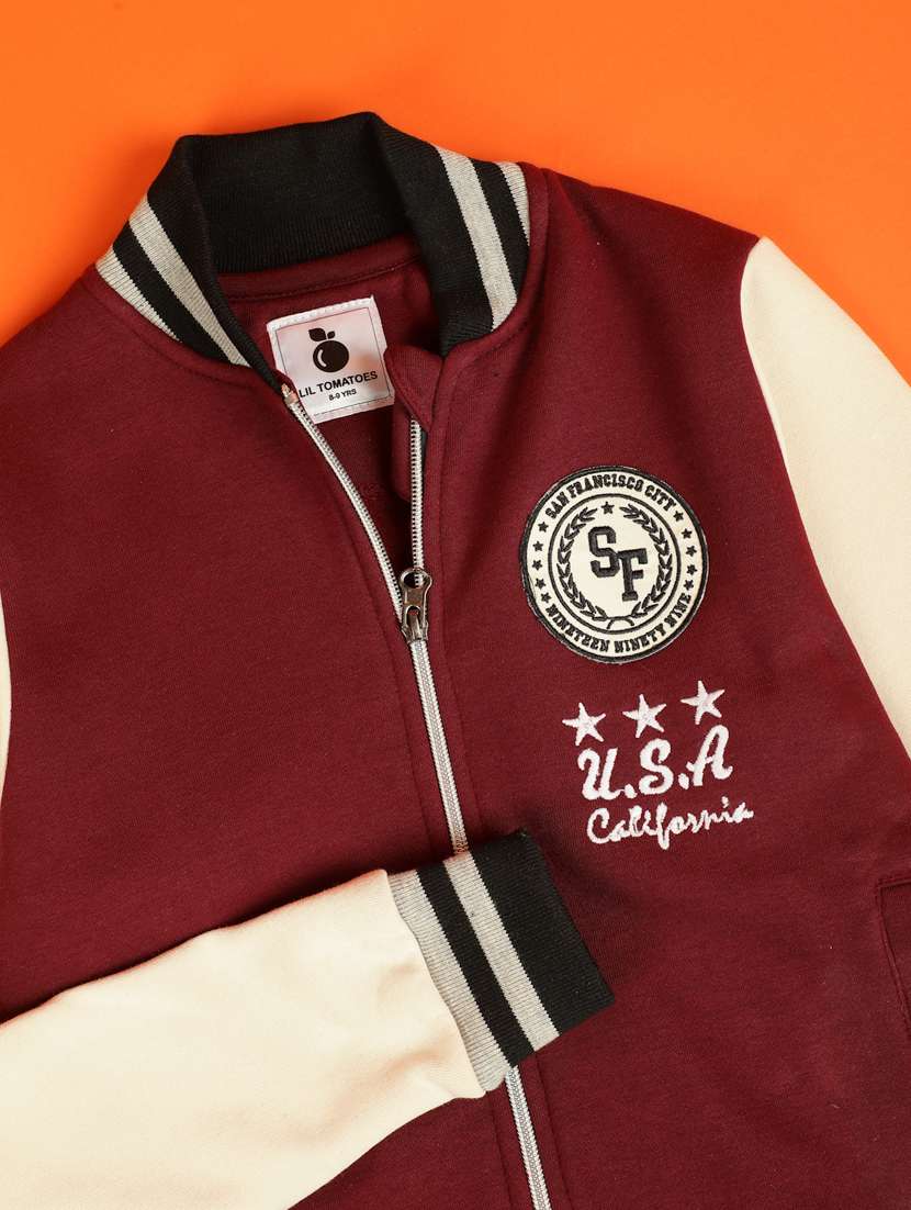 boys color block long sleeve varsity jacket - 21931071 - Standard Image - 2