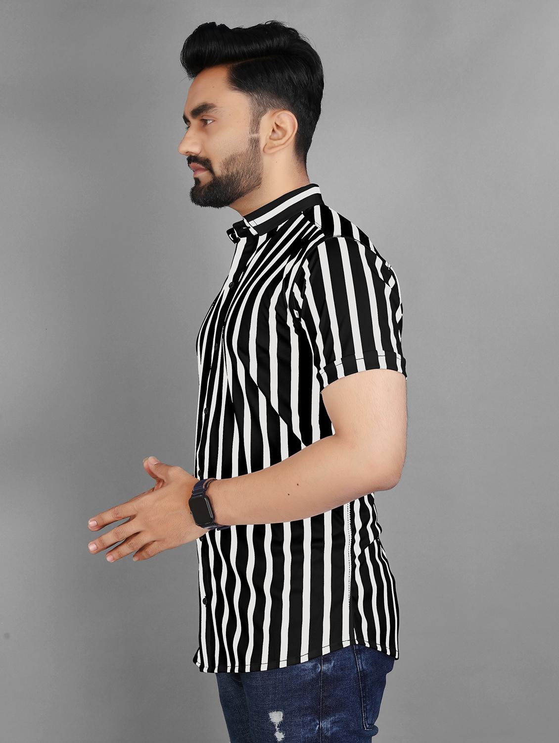 men striped short sleeve regular fit casual shirt - 21931084 - Standard Image - 2