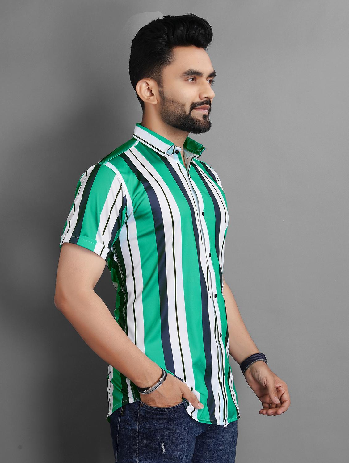 men striped short sleeve regular fit casual shirt - 21931088 - Standard Image - 2