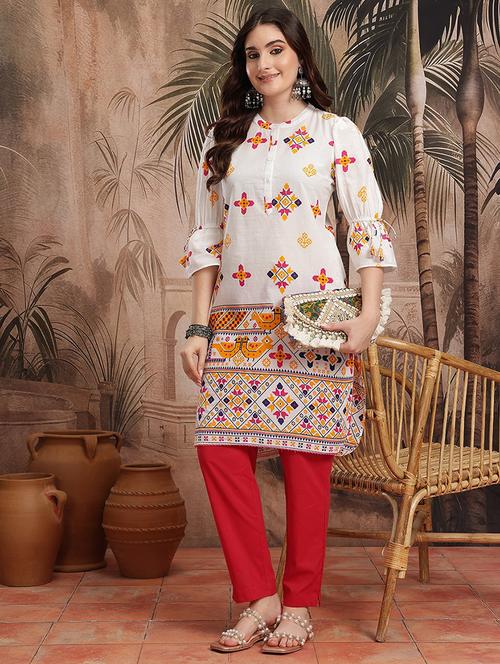 white cotton aline kurta - 21931103 -  Standard Image - 0