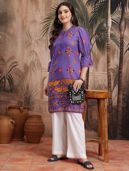 purple cotton aline kurta - 21931104 -  Standard Image - 0