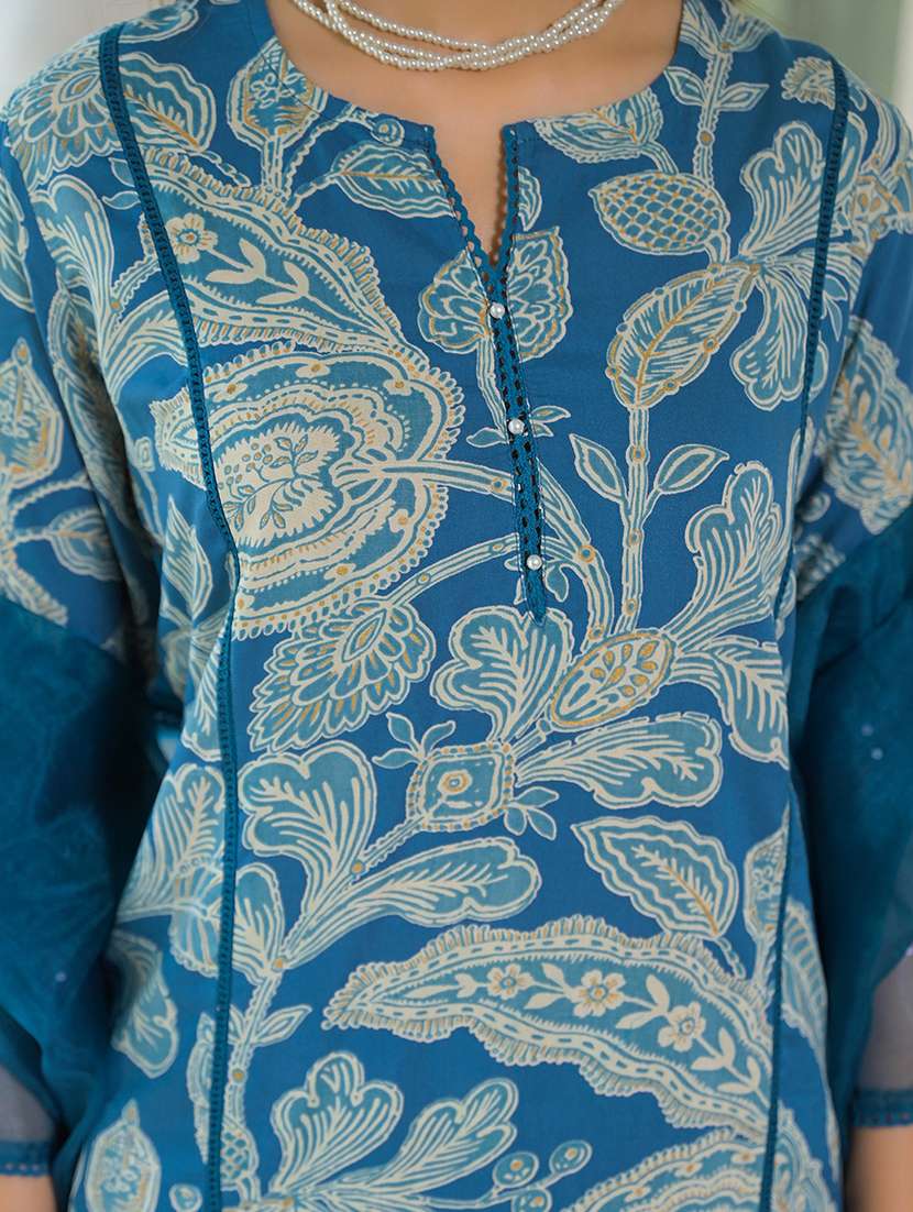 women three quarter sleeve kurta pant with dupatta set - 21931197 -  Standard Image - 2