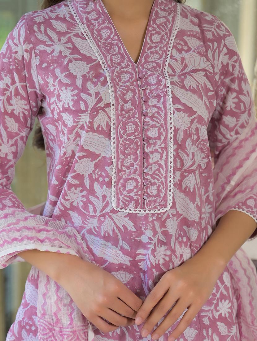 women three quarter sleeve kurta pant with dupatta set - 21931199 - Standard Image - 2