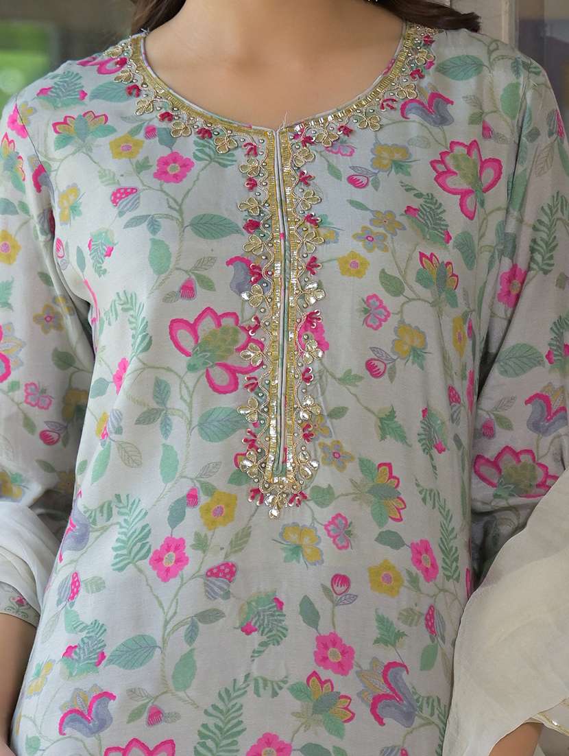 women three quarter sleeve kurta pant with dupatta set - 21931201 -  Standard Image - 2