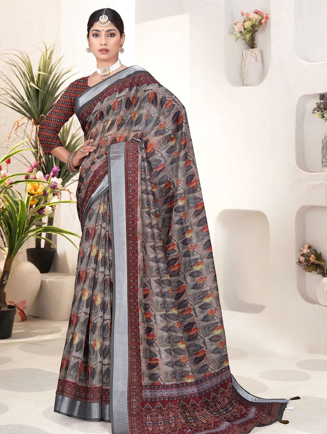 women printed casual wear saree with blouse - 21931212 -  Standard Image - 2