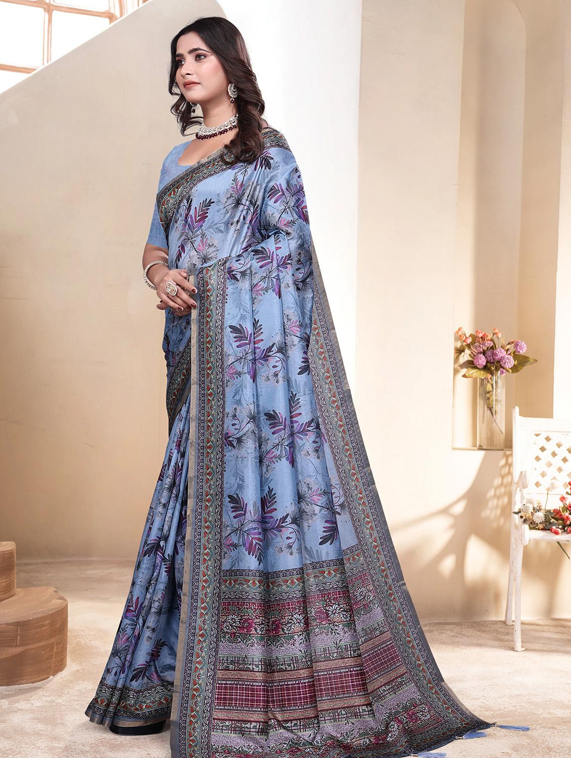 women printed casual wear saree with blouse - 21931222 - Standard Image - 2