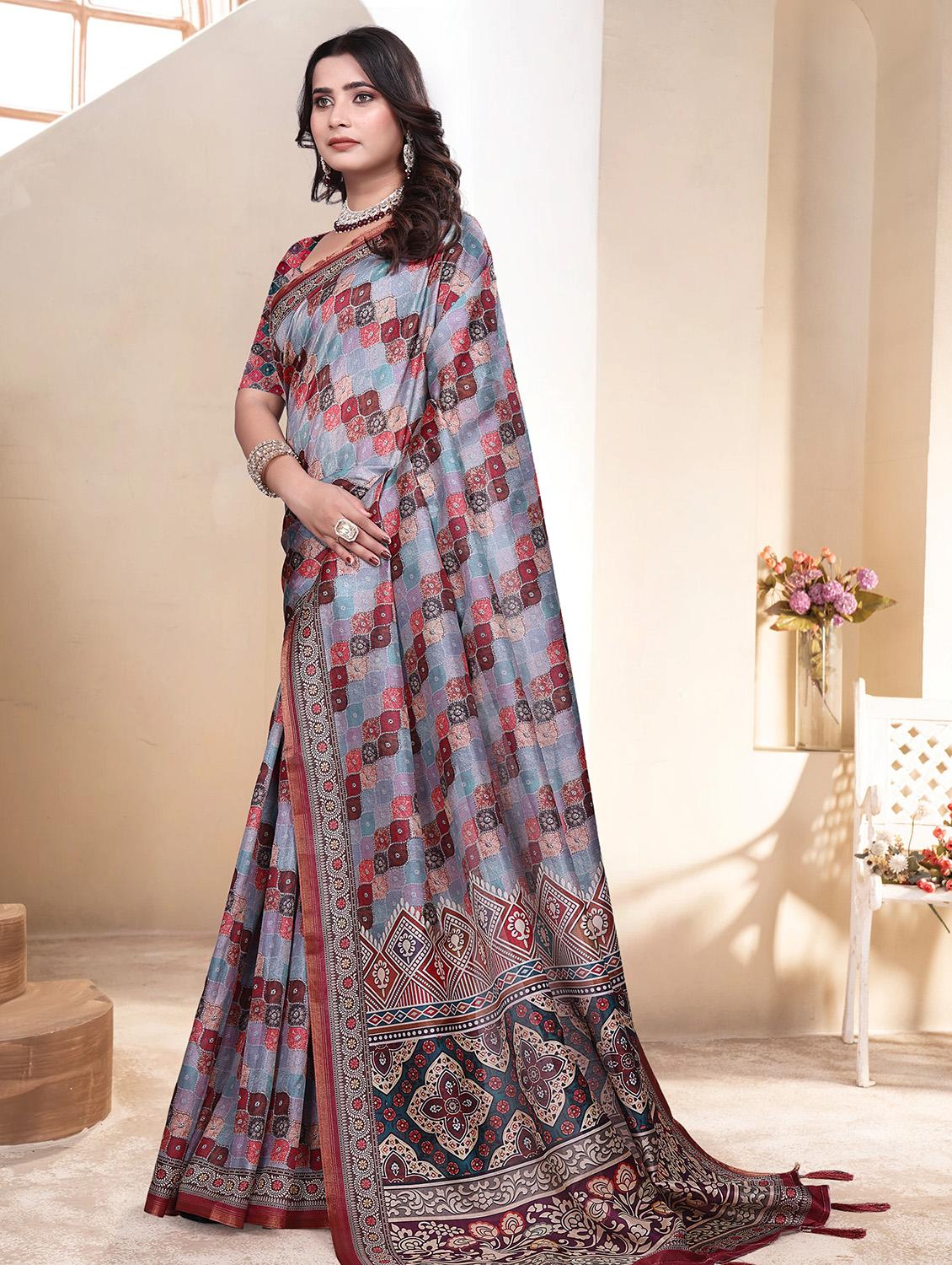 women printed casual wear saree with blouse - 21931223 - Standard Image - 2