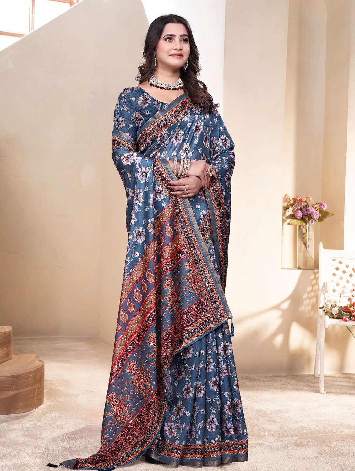 women printed casual wear saree with blouse - 21931224 -  Standard Image - 2