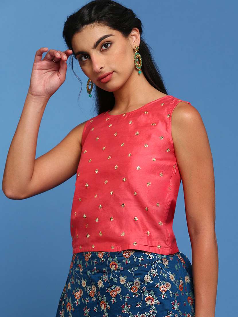 women embellished sleeveless crop top - 21931246 -  Standard Image - 2