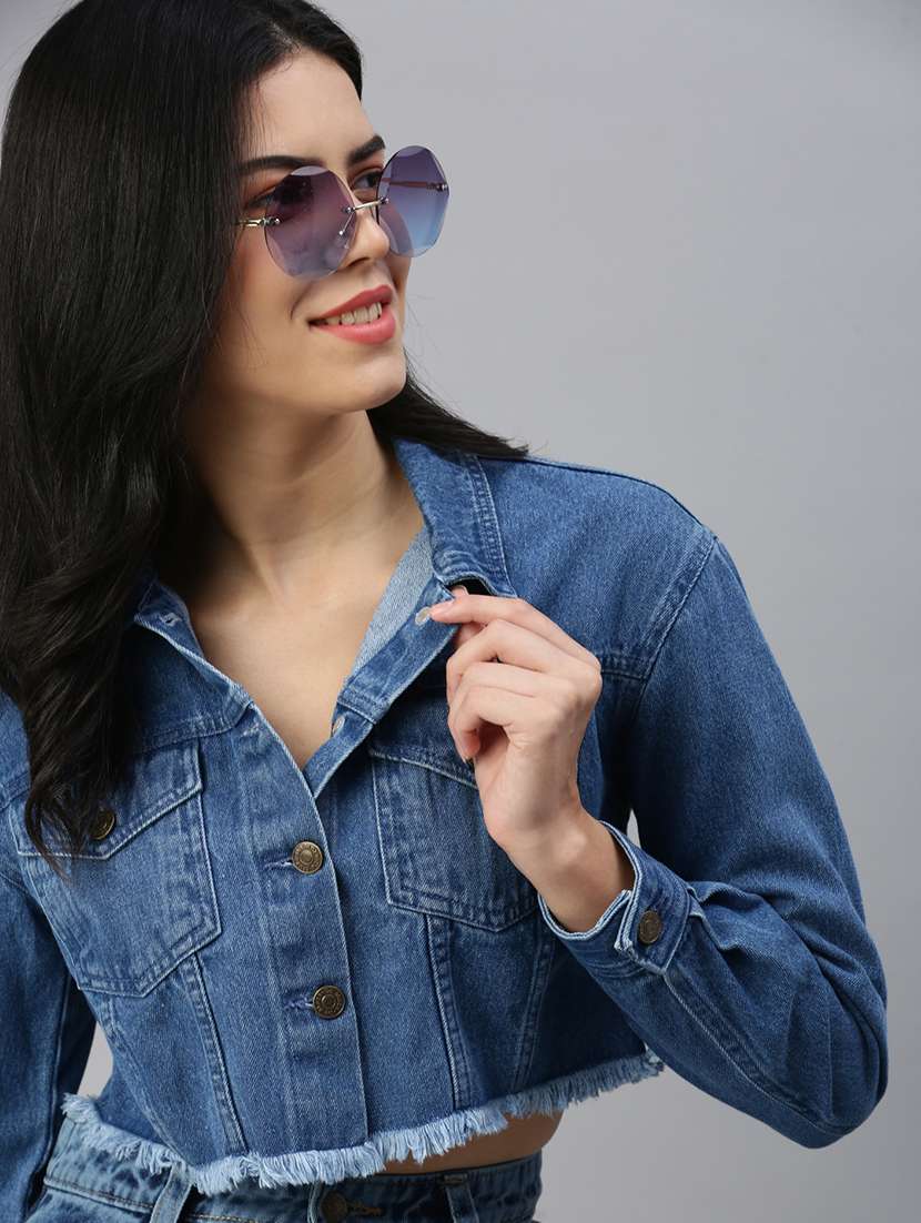 women blue long sleeve denim jacket - 21931253 - Zoom Image - 0
