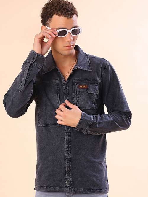 men solid long sleeve regular fit casual shirt - 21931363 - Standard Image - 0