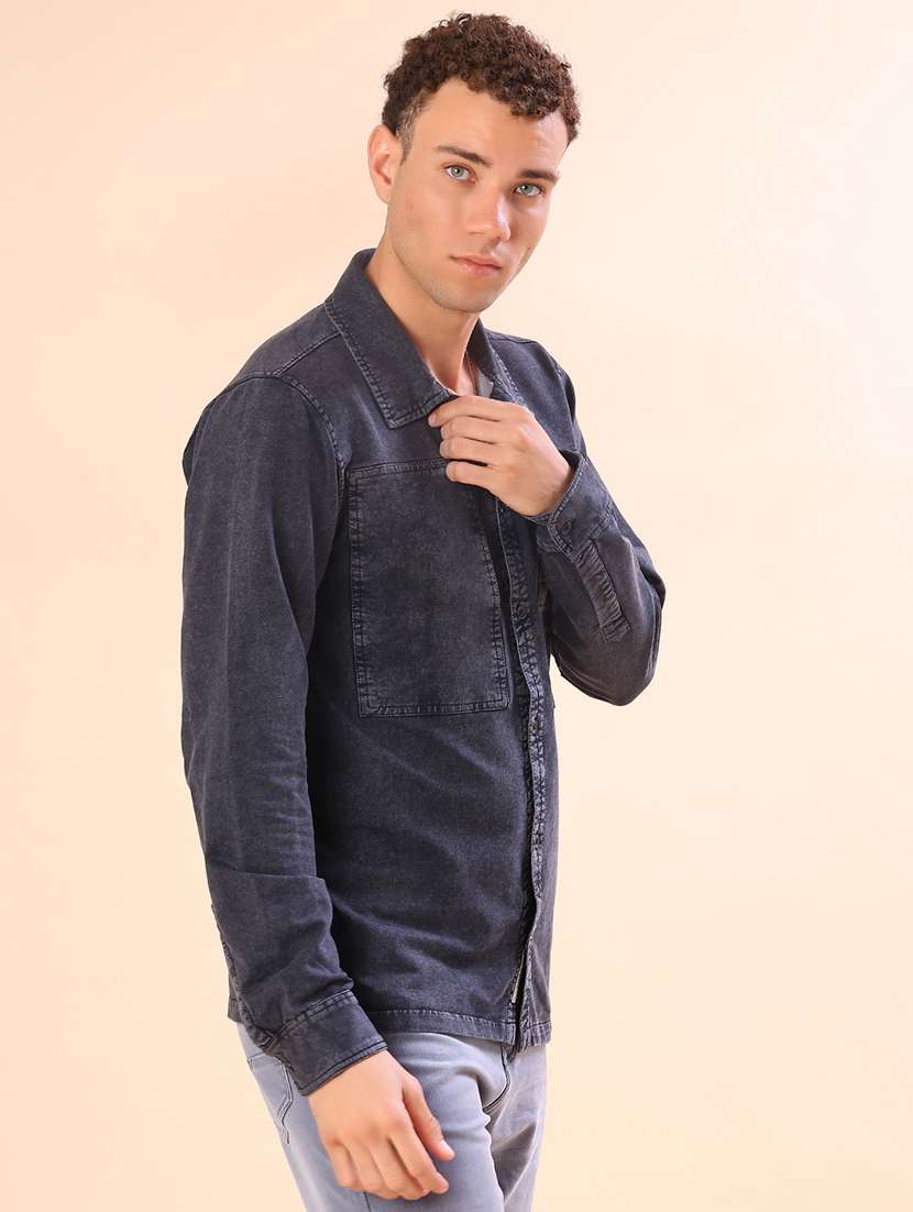 men solid long sleeve regular fit casual shirt - 21931363 - Standard Image - 2