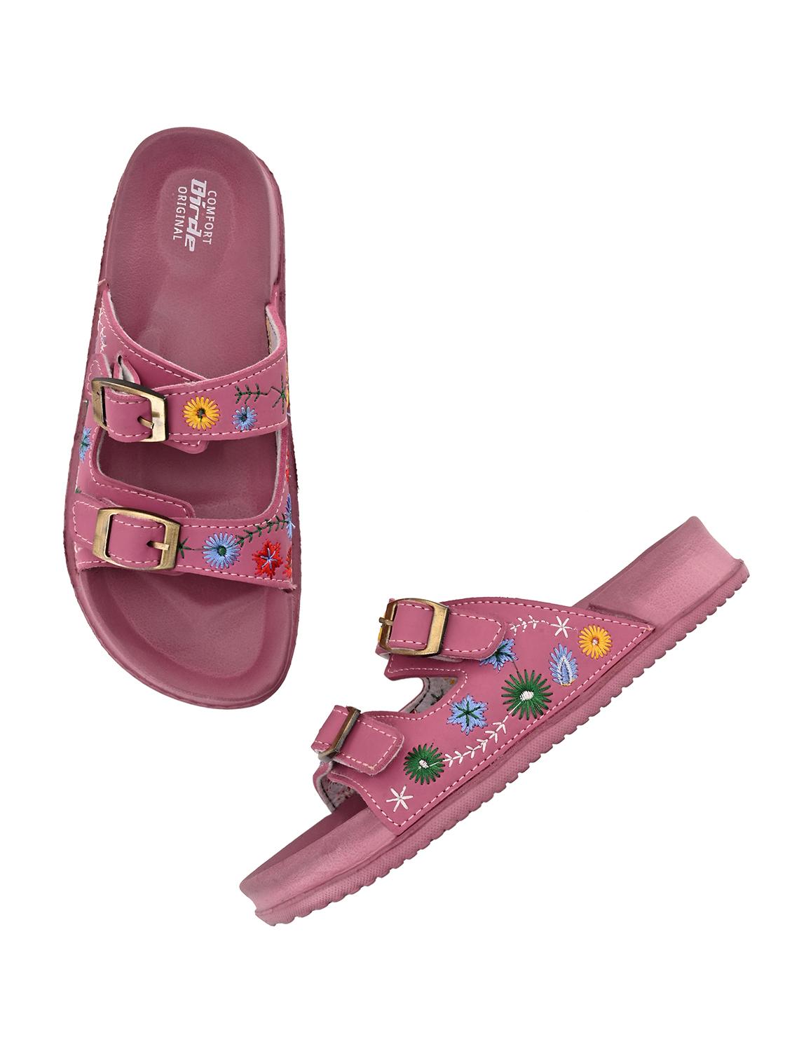 women pink embroidered slip on sandal - 21931383 - Standard Image - 2