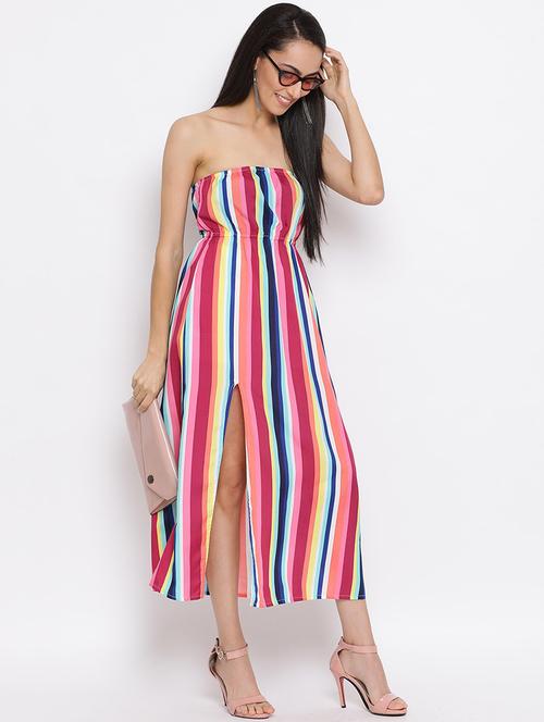 women striped tube a-line dress - 21931404 -  Standard Image - 0