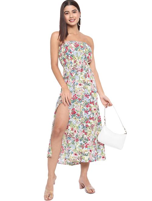 women white floral print a-line tube dress - 21931406 -  Standard Image - 0