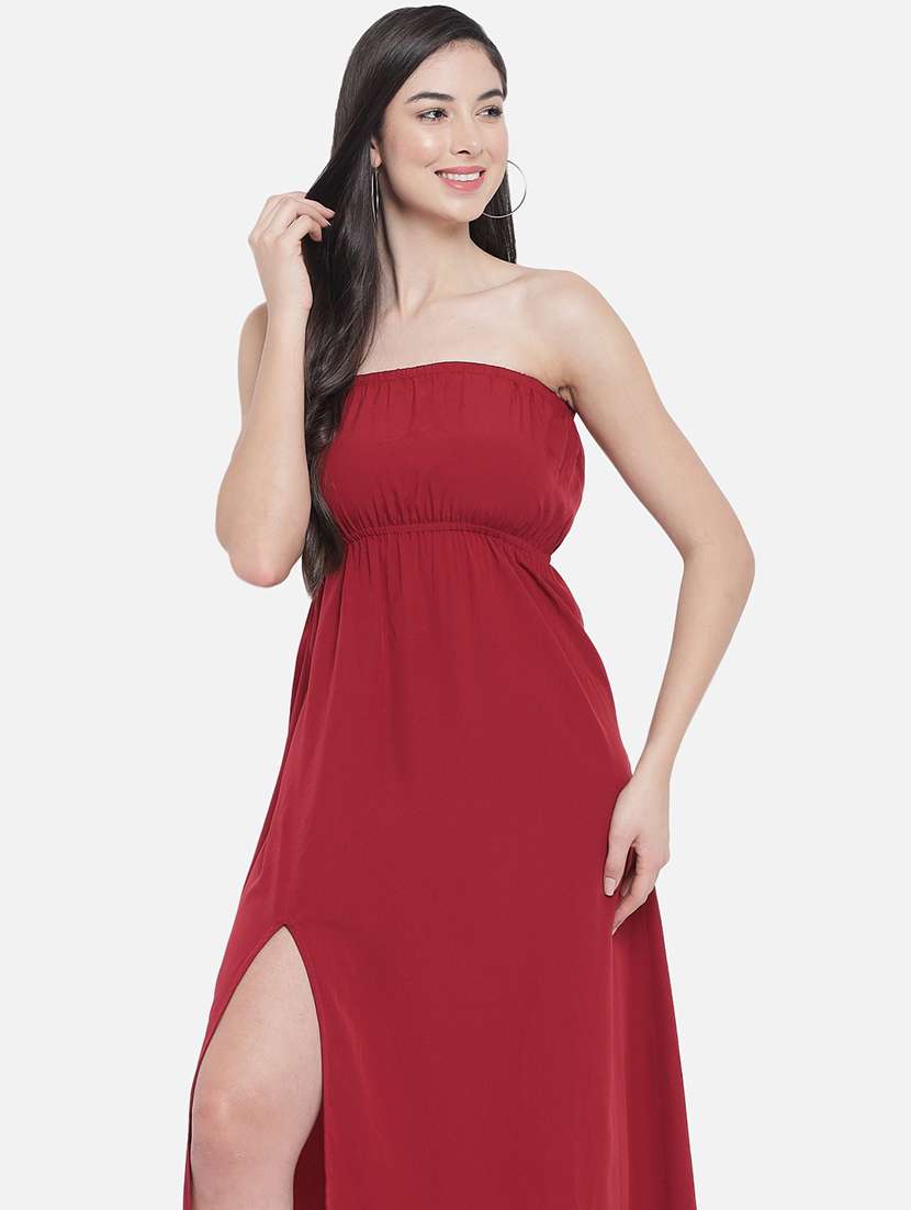 women maroon solid a-line tube dress - 21931410 -  Standard Image - 7