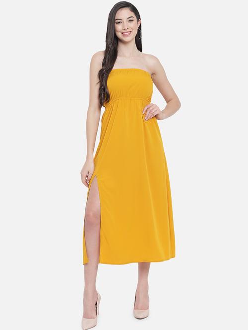 women yellow solid sleeveless tube dress - 21931412 -  Standard Image - 0