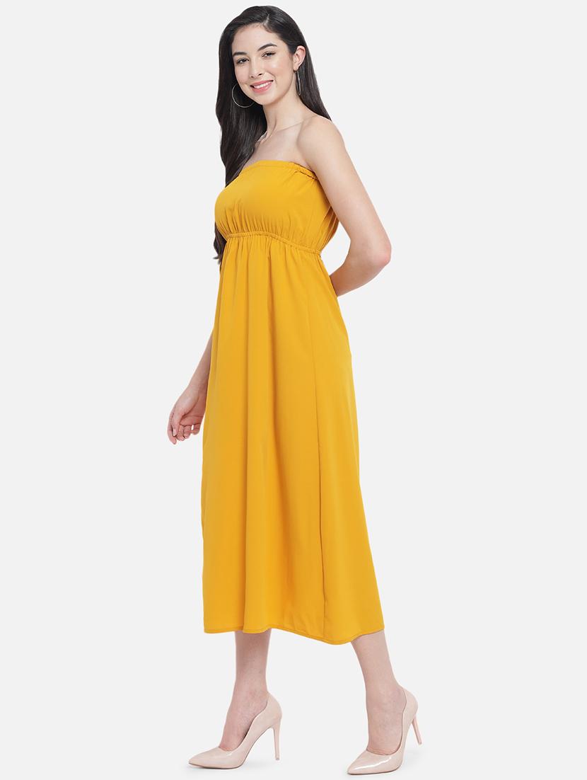 women yellow solid sleeveless tube dress - 21931412 - Standard Image - 2