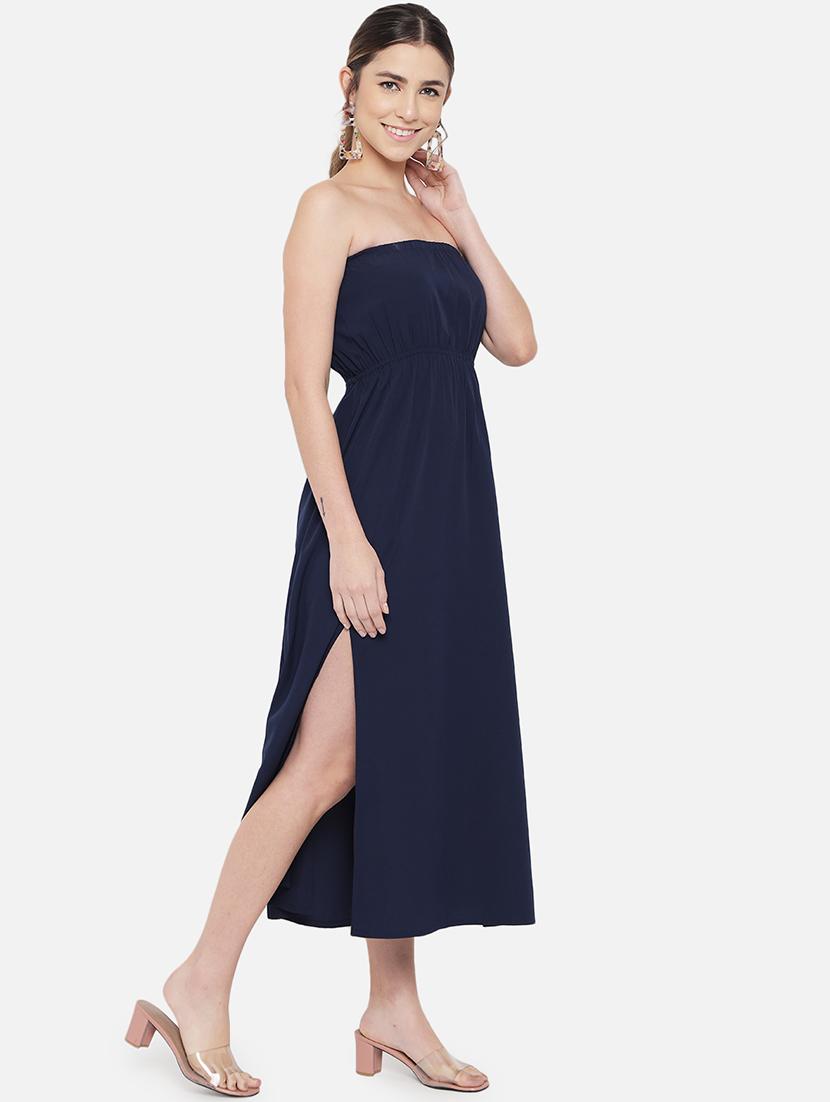 women solid sleeveless side slit tube dress - 21931414 - Standard Image - 2