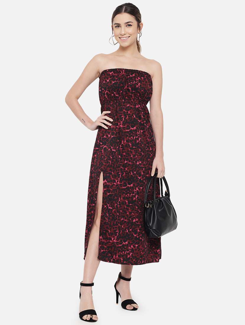 women animal print sleeveless side slit tube dress - 21931415 - Zoom Image - 0