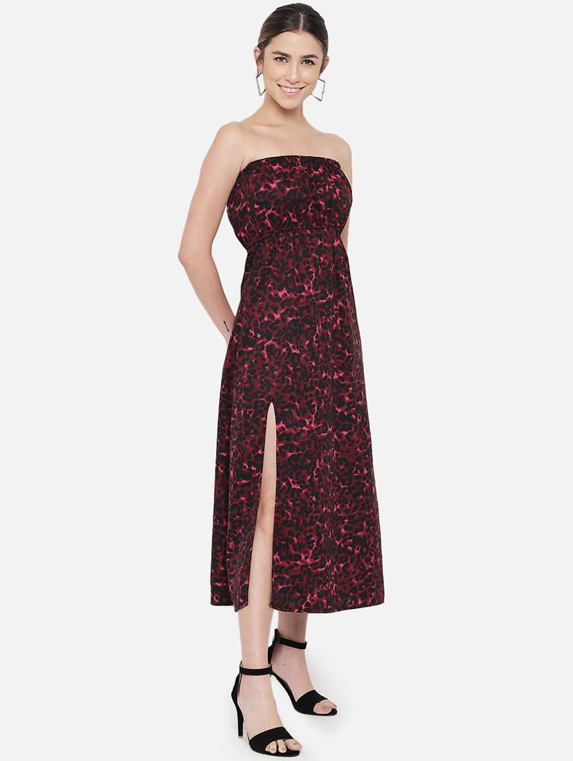 women animal print sleeveless side slit tube dress - 21931415 - Standard Image - 2