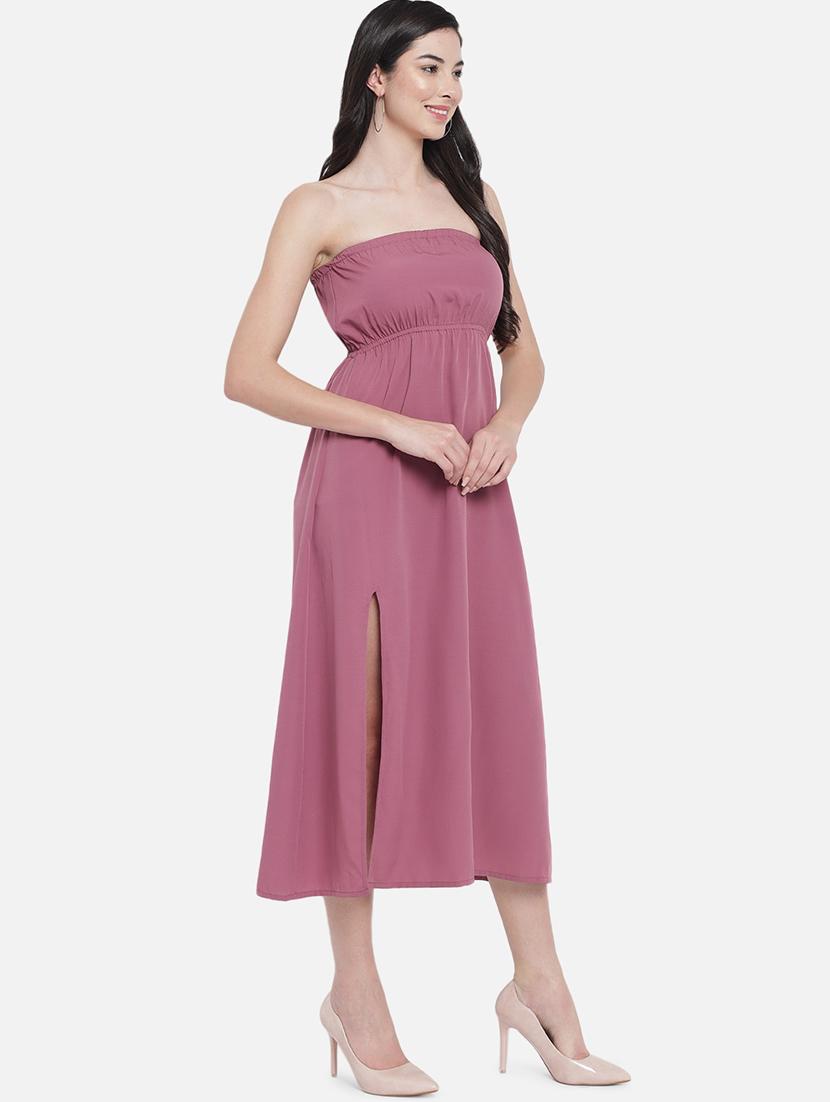 women solid sleeveless side slit tube dress - 21931416 - Standard Image - 2