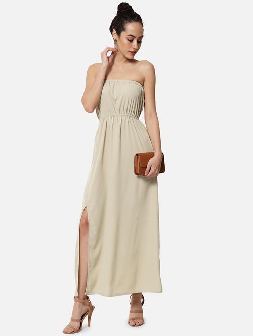 women beige solid sleeveless tube dress - 21931420 -  Standard Image - 0