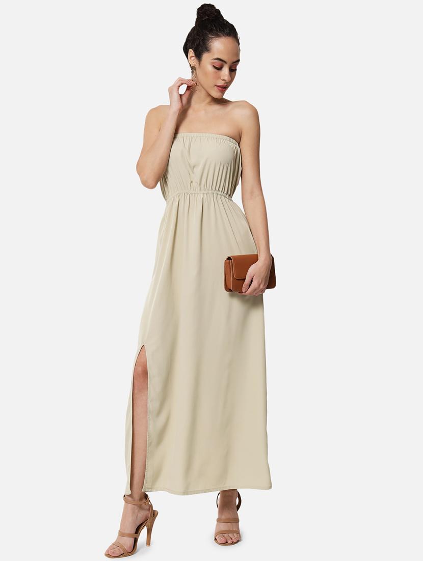 women beige solid sleeveless tube dress - 21931420 -  Zoom Image - 0