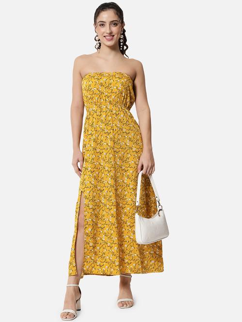 women floral print sleeveless side slit tube dress - 21931421 -  Standard Image - 0