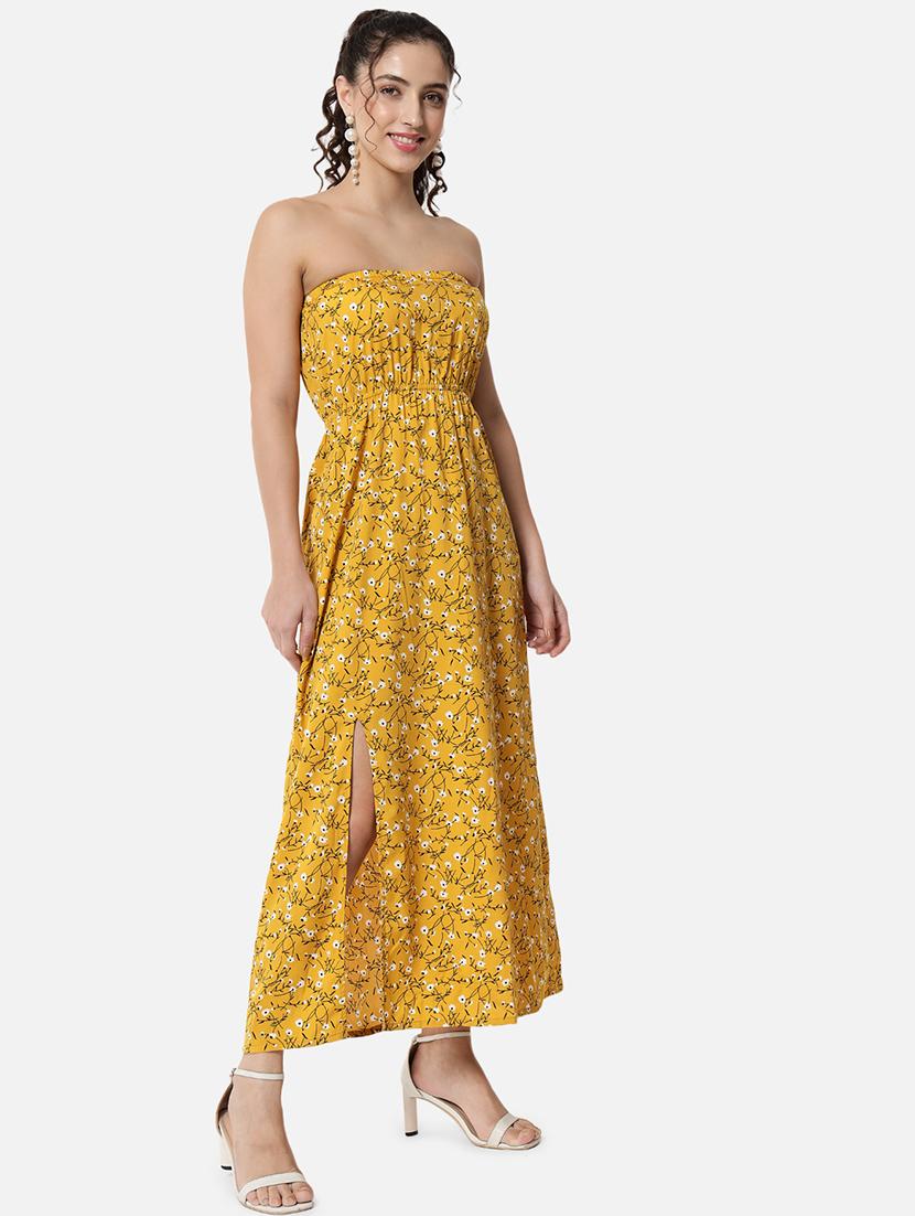 women floral print sleeveless side slit tube dress - 21931421 - Standard Image - 2
