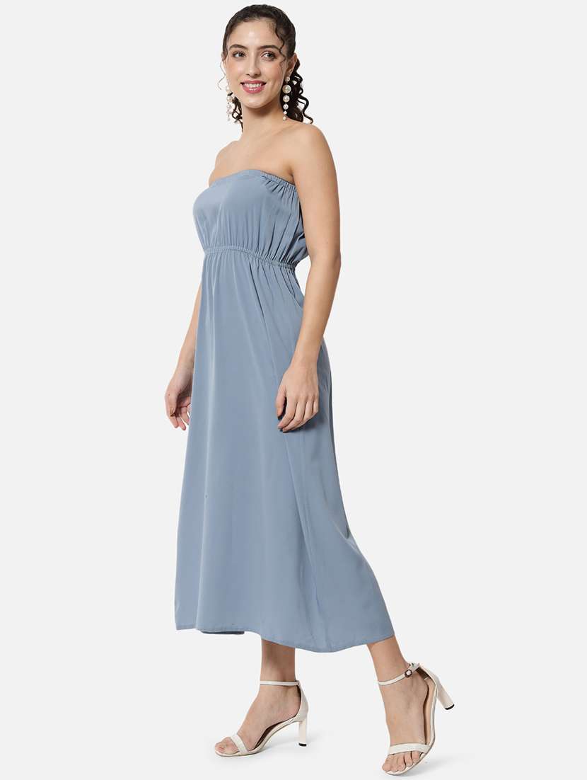 women solid sleeveless side slit tube dress - 21931424 -  Standard Image - 2