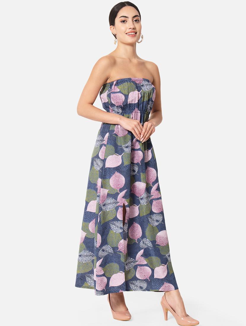 women printed sleeveless side slit tube dress - 21931431 - Standard Image - 2