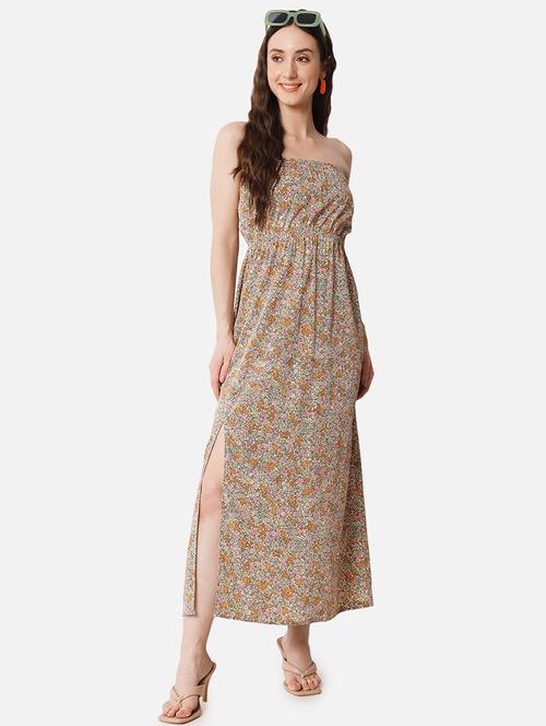 women floral print sleeveless side slit tube dress - 21931432 -  Standard Image - 0