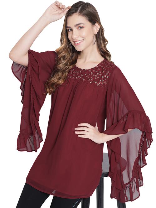 women embellished flared sleeve long top - 21931447 - Standard Image - 0