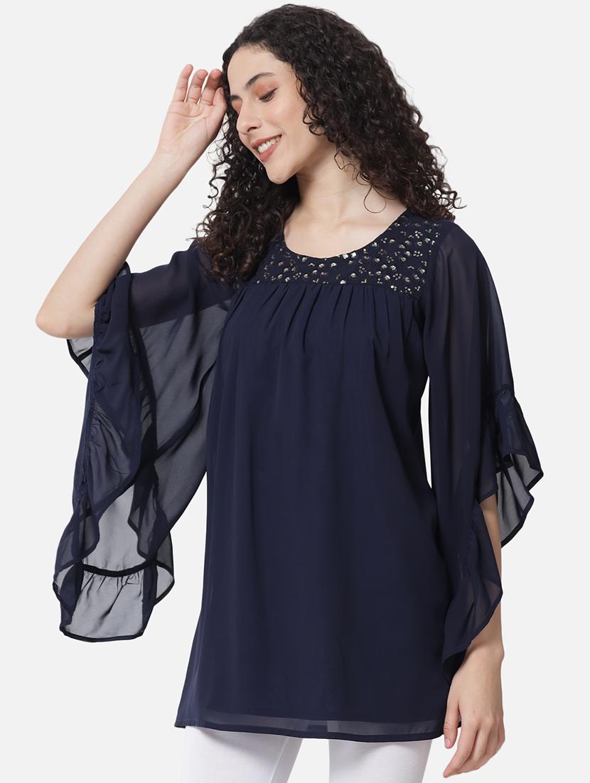 women embellished flared sleeve long top - 21931448 - Standard Image - 2