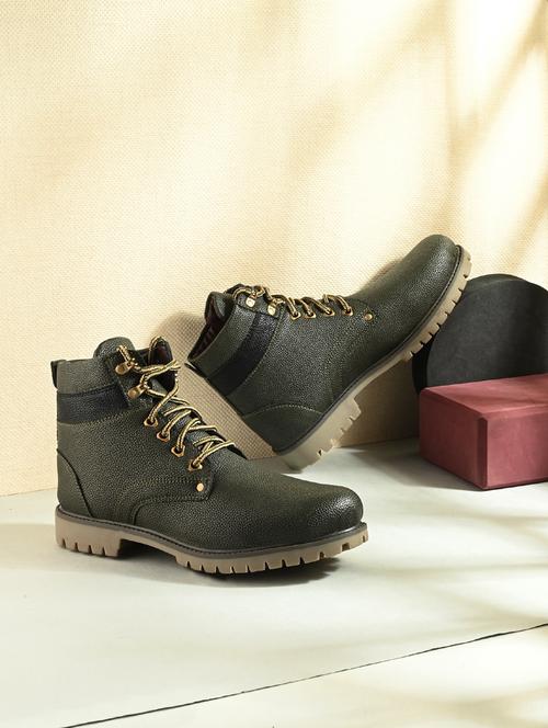 men olive lace up boot - 21931623 -  Standard Image - 0
