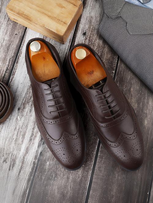 men brown lace-up brouge - 21931660 - Standard Image - 0