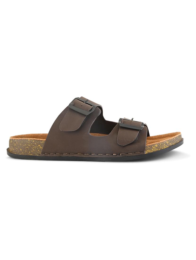 men brown slip on sandal - 21931688 - Standard Image - 2