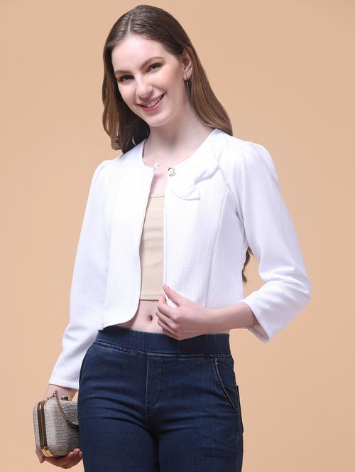 women solid long sleeve crop shrug - 21931719 - Standard Image - 0